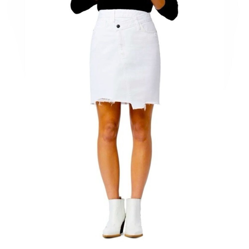 Sam EDELMAN Asymmetrical Distressed Above The Knee White Pencil Skirt